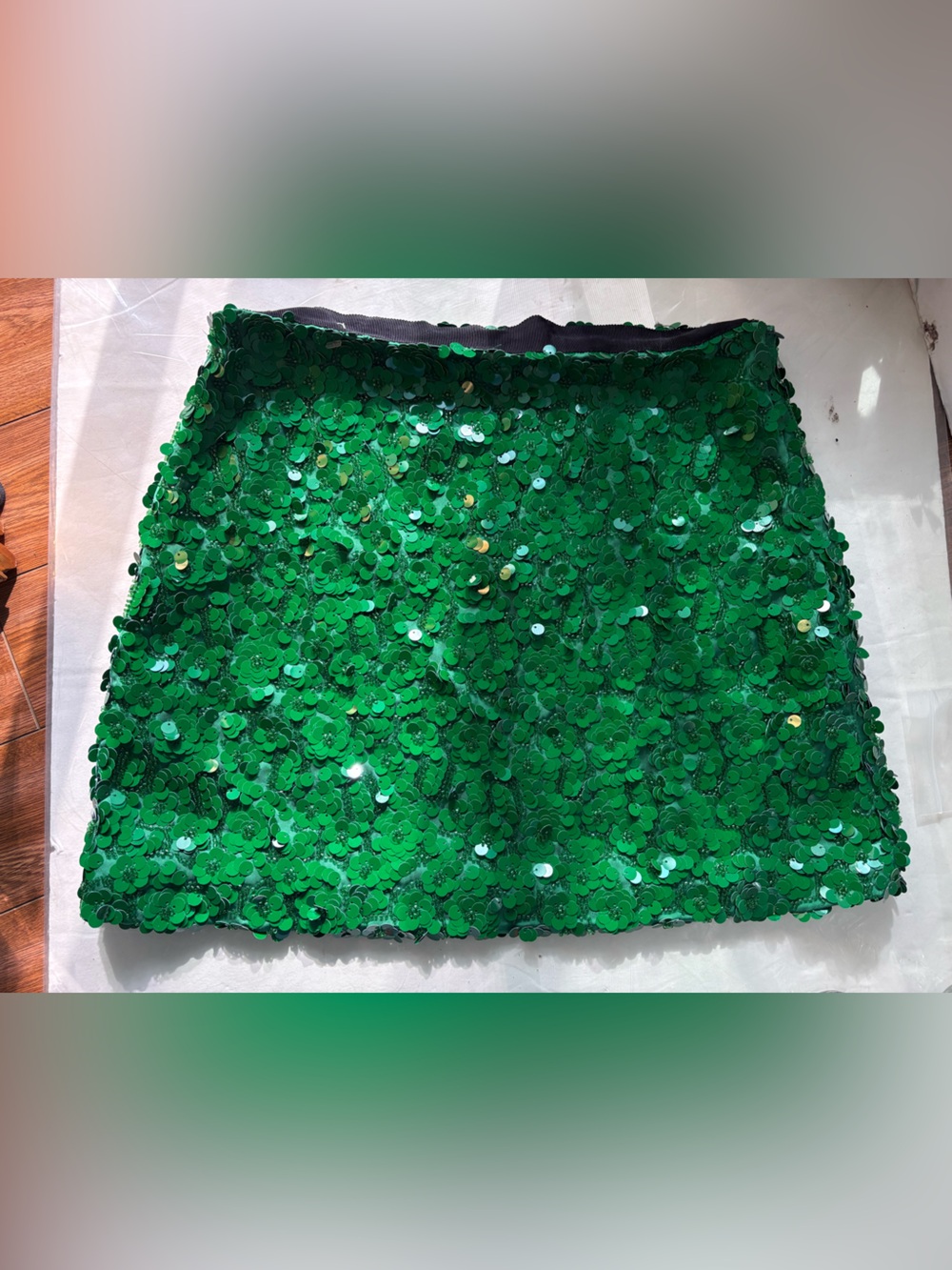 NEW Zara Emerald Green Sequin Mini Skirt